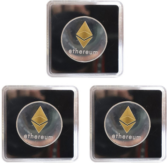 STUPID BIEBIO 紀念幣模型硬幣 + 專用盒組, 7 金色 + 銀色(以太坊), 3套