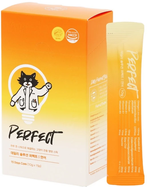 닥터펠리스 고양이 데일리 솔루션 퍼펙트 스틱 연어, 15회분, 종합영양제, 1개 - 쿠팡