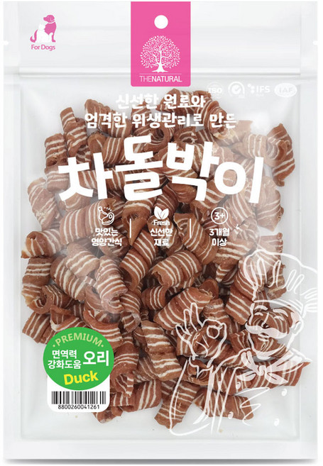 더내추럴 강아지 차돌박이 스테이크 간식, 오리, 500g, 1개