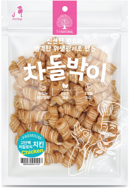 더내추럴 강아지 차돌박이 스테이크 간식, 치킨, 500g, 1개
