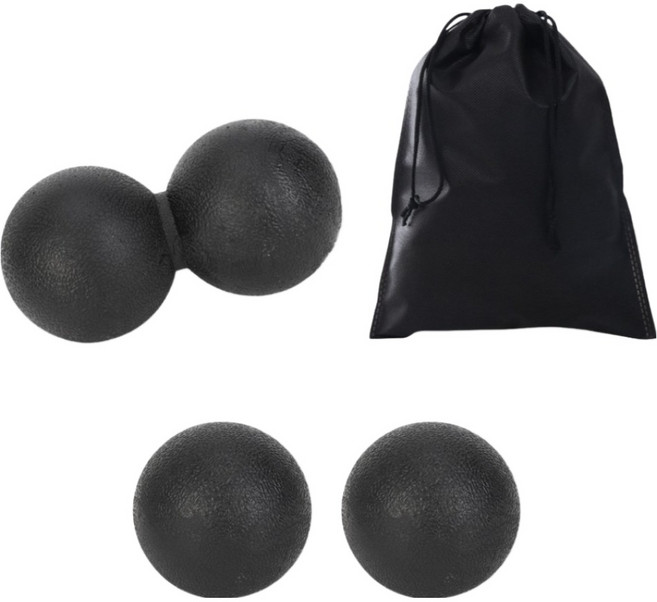 끌레르비 TPE 마사지 듀얼볼 + 싱글볼 2p 세트, 블랙, 1세트