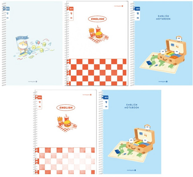 모닝글로리 채움노트 초등 스프링노트 영어 좁은칸 A 5p 세트, 혼합색상, 1세트