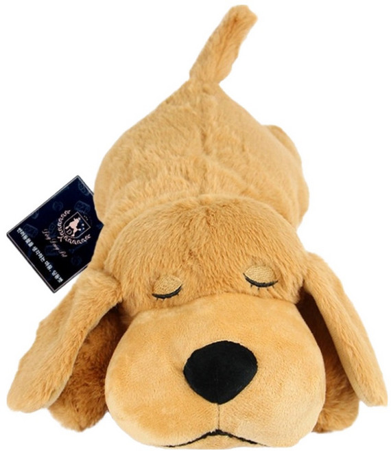 딩동펫 반려동물 심장소리 나는 강아지 애착인형, 베이지, 1개