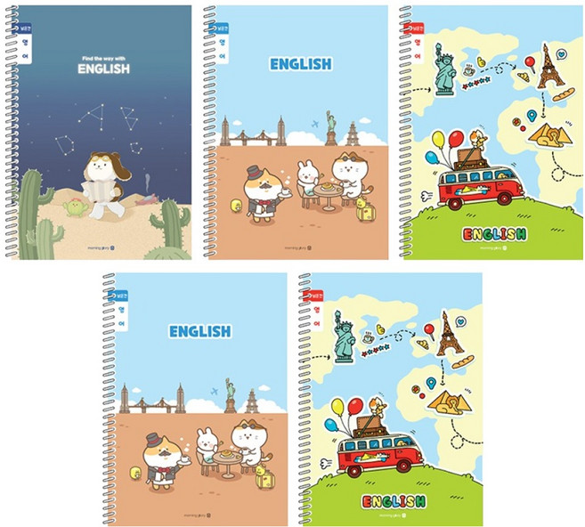 모닝글로리 채움노트 초등 스프링노트 영어 넓은칸 A 5p 세트, 혼합색상, 1세트
