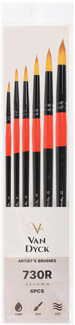 반다이크 수채화 둥근붓 6종 세트 730R, 1세트, 2호, 4호, 6호, 8호, 10호, 12호