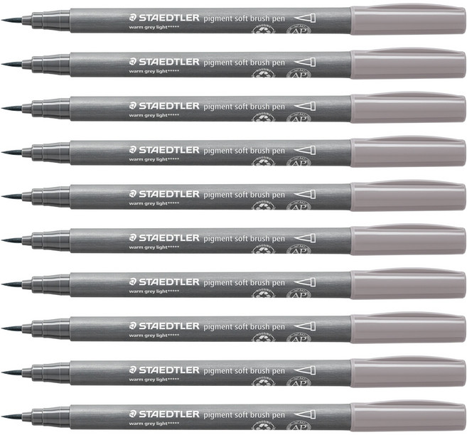 스테들러 피그먼트 소프트 브러쉬펜, 372-840 warm grey light, 10개