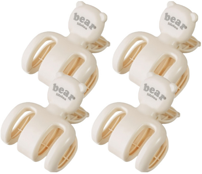 머니풀 귀여운 곰돌이 대형 이불집게, 4개, 아이보리