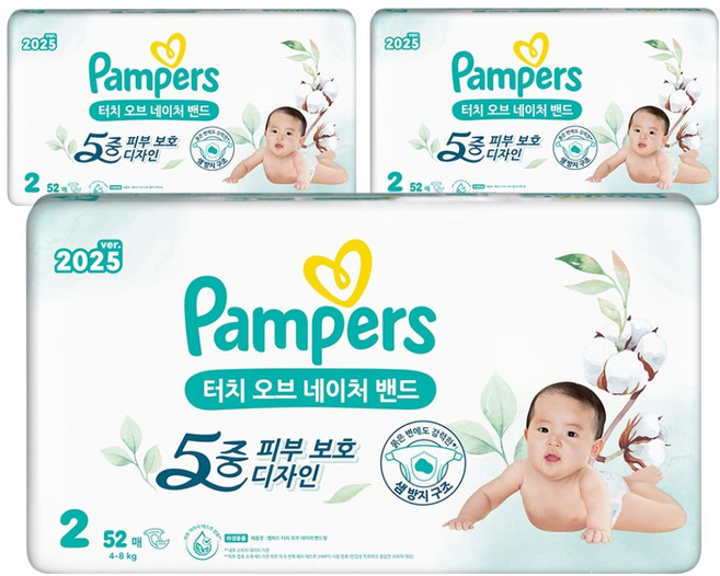 팸퍼스 터치 오브 네이처 밴드형 기저귀 아동공용, 2단계, 156매