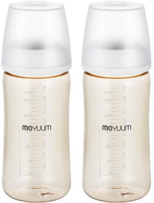 모윰 3세대 PPSU 올인원 베이직 노꼭지 젖병, 스노우, 270ml, 2개