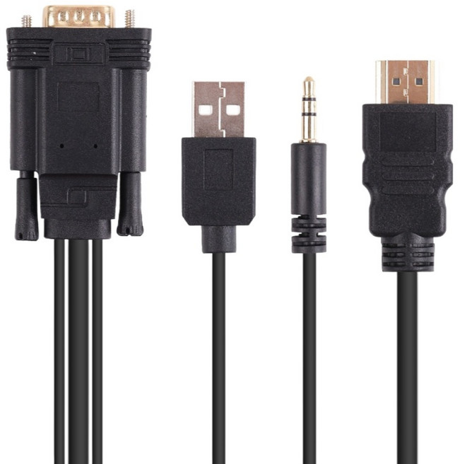 Coms 賣場 HDMI 轉接器 HDMI to VGA 1.5M 支援音訊 立體聲 USB供電轉接頭, 1個, BS373
