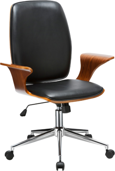 E-home Lennon列儂中高背曲木扶手電腦椅 TFC001A-blk, 黑色