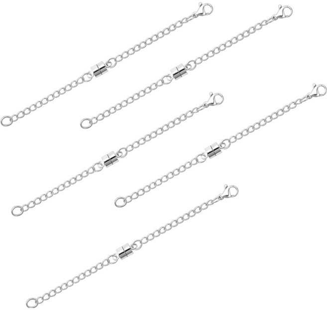 코히모 마그네틱 팔찌 연장 체인 10cm 5p 세트 5W0237, 1세트, 실버
