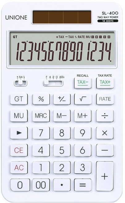 유니원 계산기 SL-400 14자리, 1개, 화이트