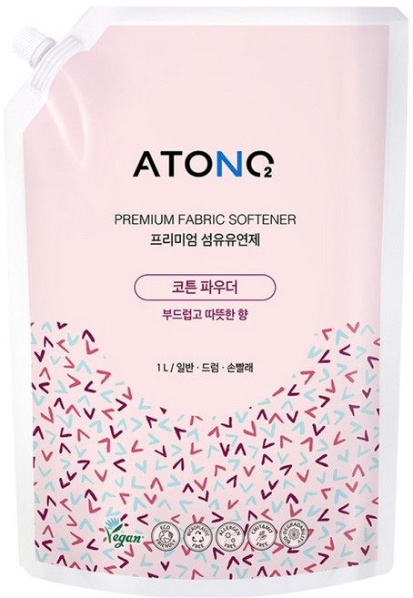 아토앤오투 프리미엄 섬유유연제 코튼파우더향 리필, 1개, 1L