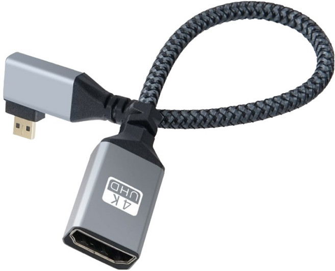 컴스마트 4K UHD 60Hz 마이크로 HDMI 변환 꺾임형 케이블 젠더 20cm, 1개, BD833