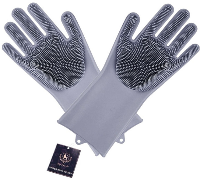 딩동펫 반려동물 죽은털 제거 장갑 브러쉬 양손세트 33.5 x 12.5 cm, 그레이, 1개