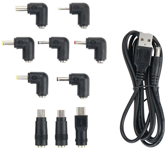 컴스 USB DC 전원 케이블 변환 젠더 10종 세트 1.5m, IH573, 1세트