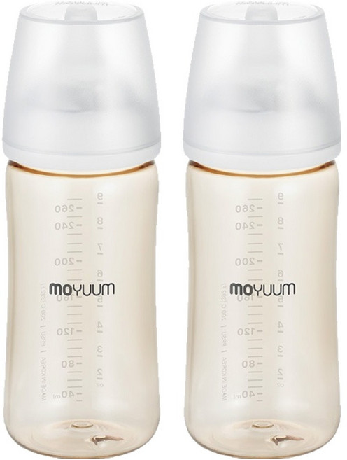 모윰 유아용 3세대 PPSU 올인원 베이직 젖병 유꼭지, 스노우, 270ml, 2개