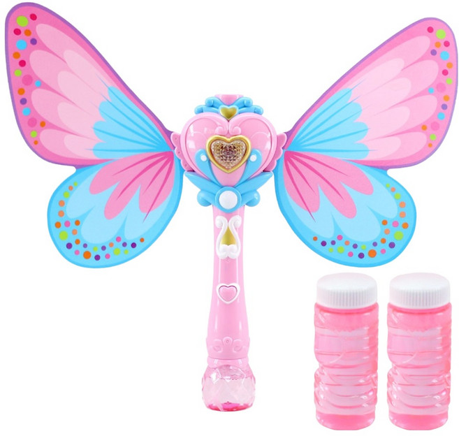 페어리 나비 요정 비눗방울 요술봉 + 비누방울액 2p 세트, 핑크, 1세트