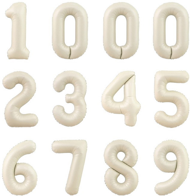 숫자 호일 풍선 40cm 12종 세트, 크림, 1세트