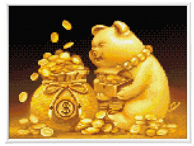 블링블링 보석십자수 슬림액자패키지 AB 비즈 + 원형비즈 세트 30 x 40 cm, 1세트, BL3040-044 부자되면돼지