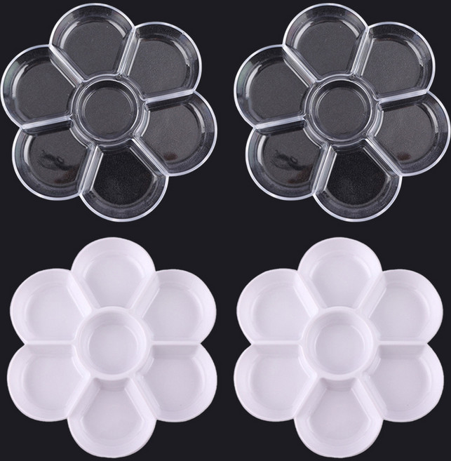 제이제이 물감 유화 아크릴 팔레트 화이트 2p + 투명 2p 세트, 1세트, 7칸