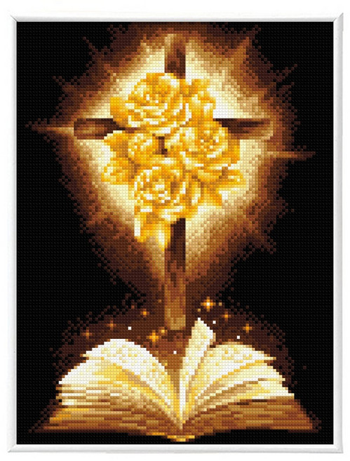 블링블링 보석십자수 슬림액자패키지 AB 비즈 + 원형비즈 세트 30 x 40 cm, 1세트, BL3040-028 십자가와성경책