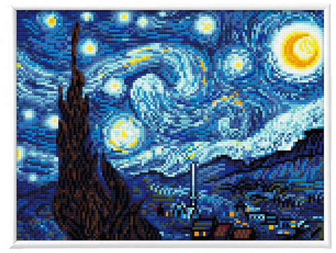 블링블링 보석십자수 슬림액자패키지 AB 비즈 + 원형비즈 세트 30 x 40 cm, 1세트, BL3040-009 고흐의별이빛나는밤