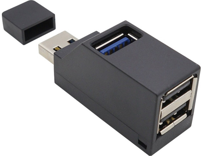 컴스 3포트 무전원 USB허브 USB 3.0 / USB 2.0 IH424, 블랙, 1개