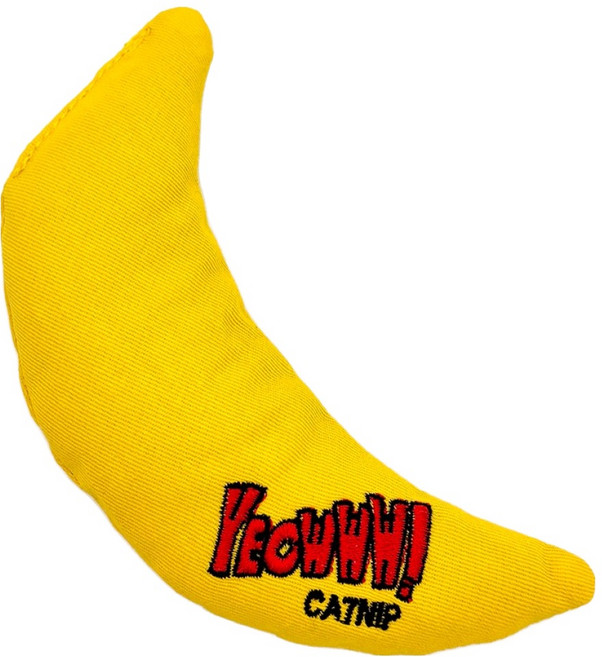 둥둥펫 고양이 캣닢 가득 바나나 쿠션 인형, 옐로우, 1개