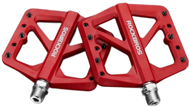 락브로스 픽시 로드 MTB 플랫 경량 자전거 페달 M906, 레드, 2개