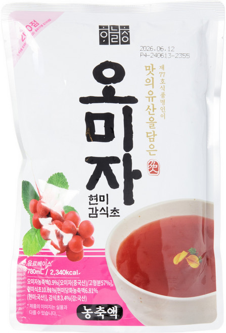 하늘청 오미자 현미 감식초 농축액, 1개, 780ml