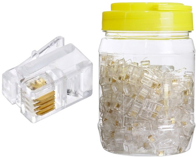 컴스마트 전화 송수화기용 RJ11 4P4C 커넥터 N1977 200p, 1개