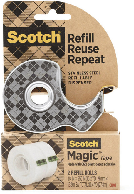 스카치 매직테이프 스타터팩 + 리필 18mm x 13m 2p, 1세트, 투명