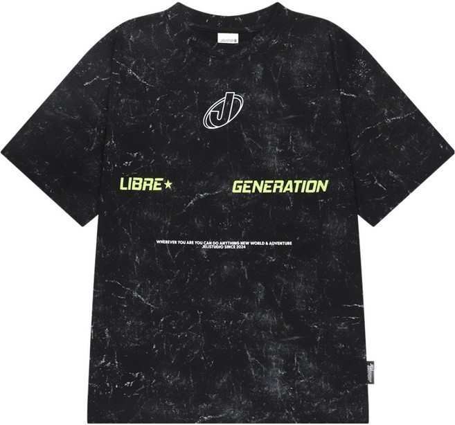 젤리스튜디오 아동용 통기성 스트릿 블럭 코어 오버핏 티셔츠