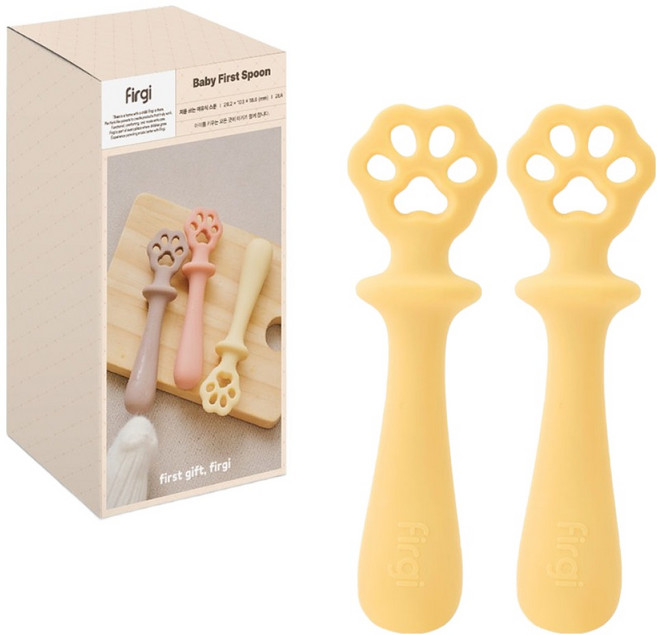 퍼기 처음쓰는 이유식 찍먹스푼, 버터옐로우, 2개