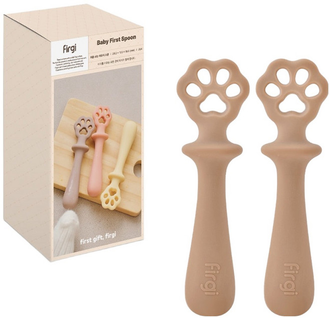 퍼기 처음쓰는 이유식 찍먹스푼, 토프브라운, 2개