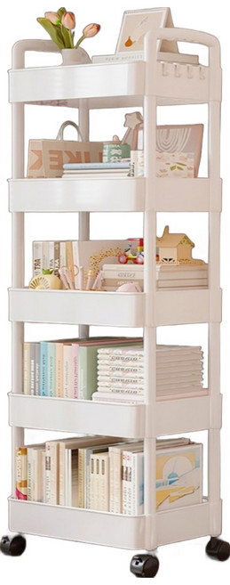 비레보 이동식 틈새 트롤리 37 x 22 x 126 cm, 화이트, 5단