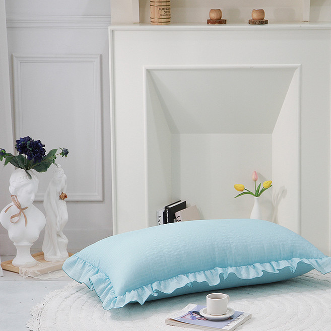 단잠 시어서커 시원한 등쿠션 + 커버 솜포함 빅프릴형, 솔리드민트블루