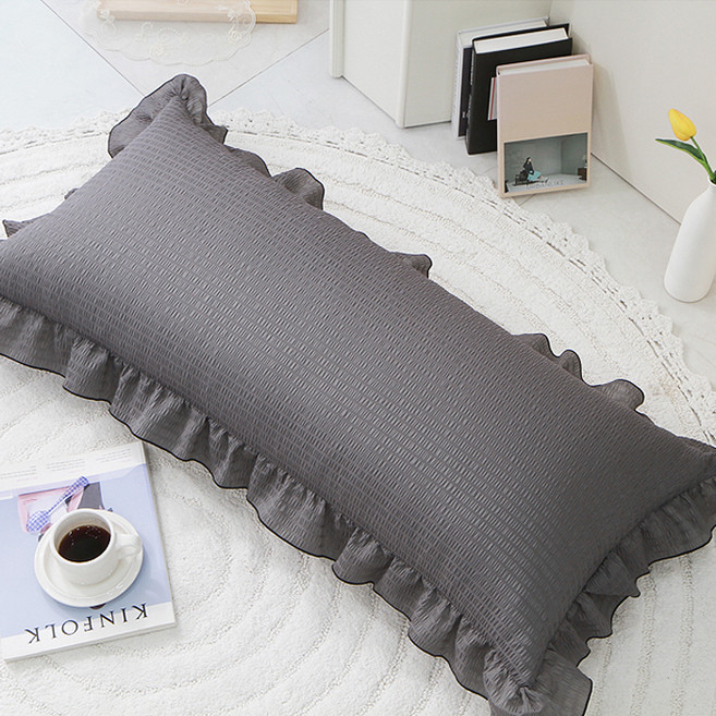 단잠 시어서커 시원한 등쿠션 + 커버 솜포함 빅프릴형, 솔리드그레이차콜