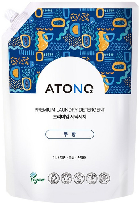 아토앤오투 프리미엄 세탁세제 리필형 무향, 1L, 1개