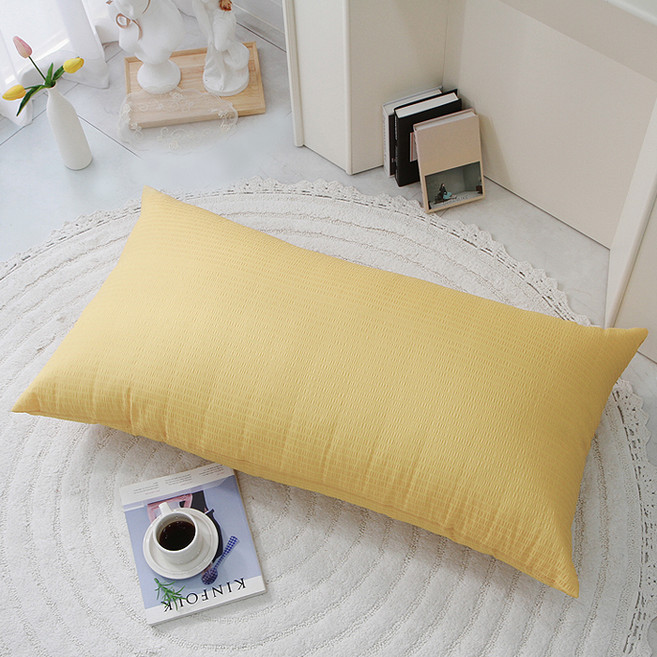 단잠 시어서커 시원한 등쿠션 + 커버 솜포함 일반형, 솔리드머스타드