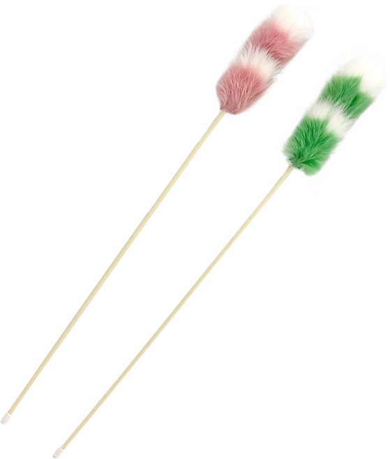 둥둥펫 고양이 롱스틱 부들부들 오뎅꼬치 장난감 2종 세트, 그린, 핑크, 1세트