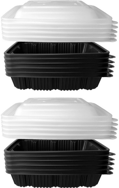 찜닭 해물찜 보쌈 사각찜 용기 블랙 소 10p + 뚜껑 10p 세트, 1세트