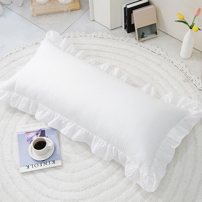 단잠 시어서커 시원한 등쿠션 + 커버 솜포함 빅프릴형, 솔리드화이트