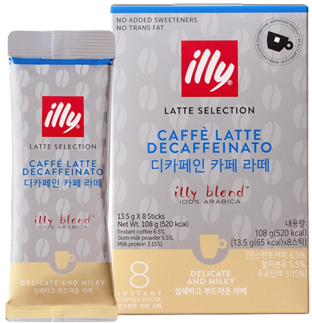 일리 디카페인 카페라떼 스틱 커피믹스, 1개, 8개입, 13.5g