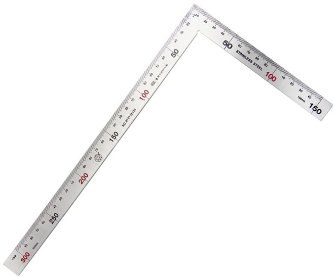컴스 90도 직각자 150 x 300 mm 기역자 스텐자 스틸자 철자 쇠자 TB185, 1개