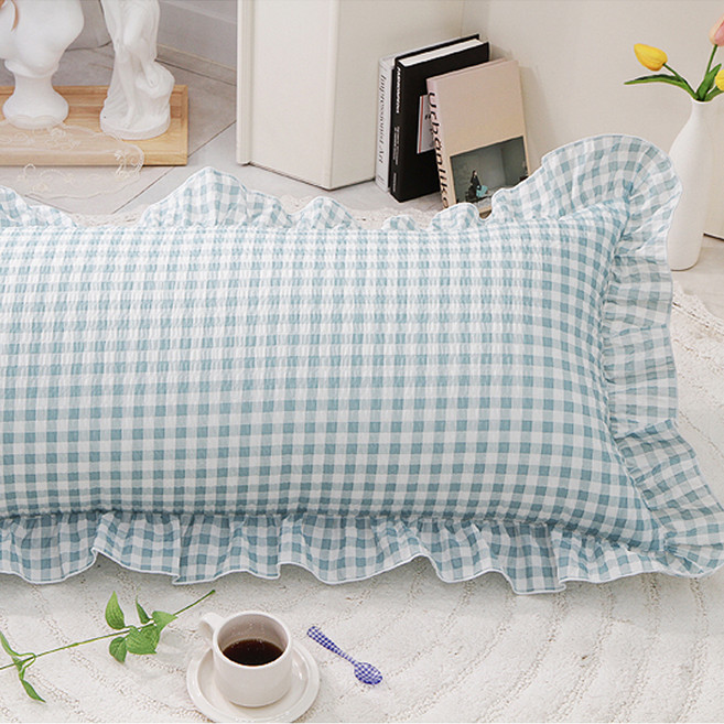 단잠 시어서커 시원한 등쿠션 + 커버 솜포함 빅프릴형, 체크민트