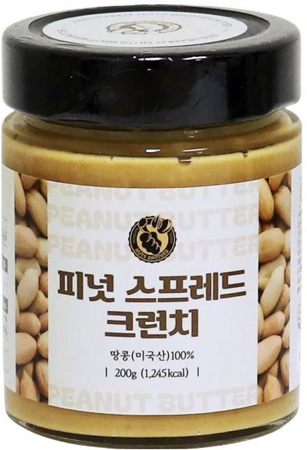 너츠브라더 100% 땅콩버터 피넛 스프레드 크런치, 1개, 200g