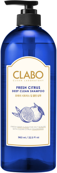 CLABO 珂萊泊 深層清潔洗髮精 藍色檸檬香, 1瓶, 960ml
